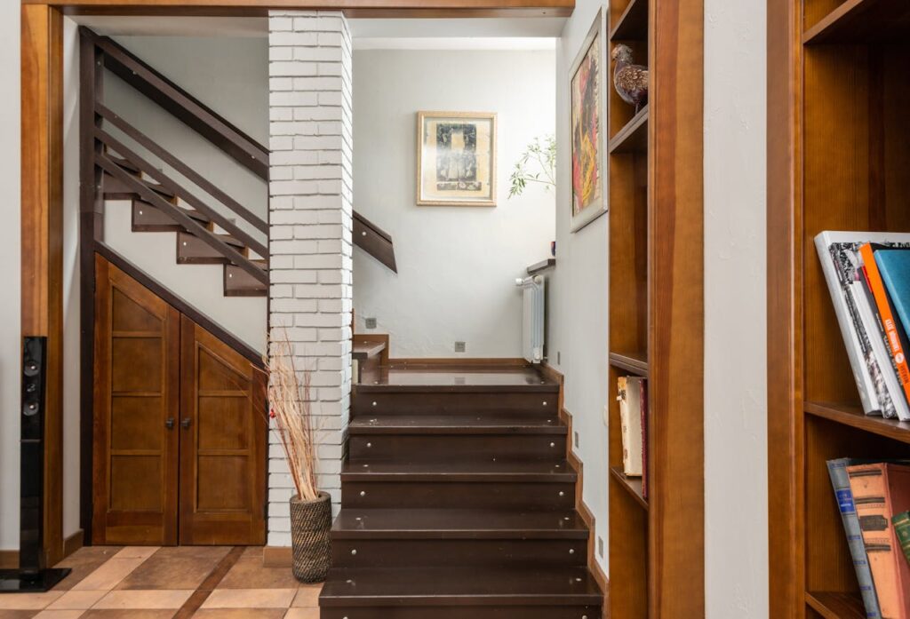 Modern staircase in spacious apartment